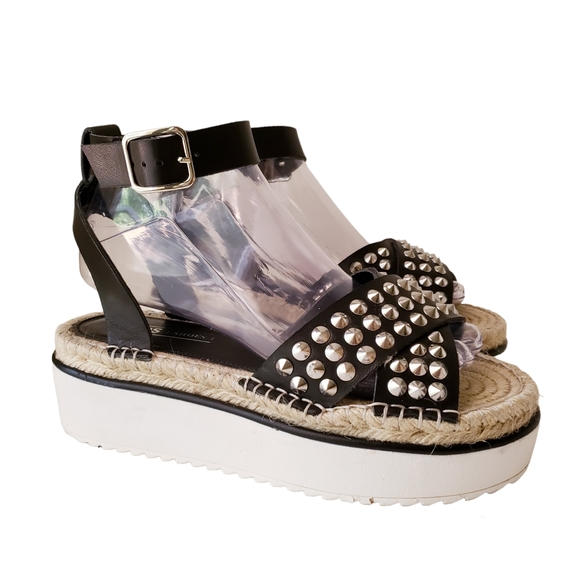 ASOS Black Ankle Strap Studded Platform Sandals - Picture 7 of 13